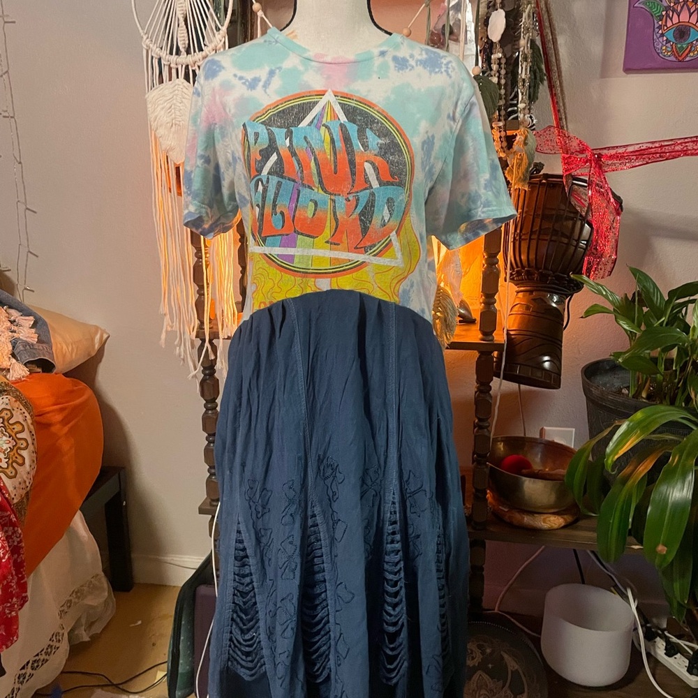 Tie-Dye Vintage Pink Floyd T-Shirt Upcycle Dress